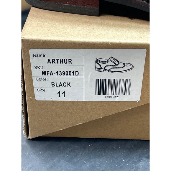 Ferro Aldo Arthur Mens Black White Wingtip Oxford Dress Shoes Faux Leather US11 - Picture 2 of 9